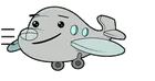 Flying cartoon airplane